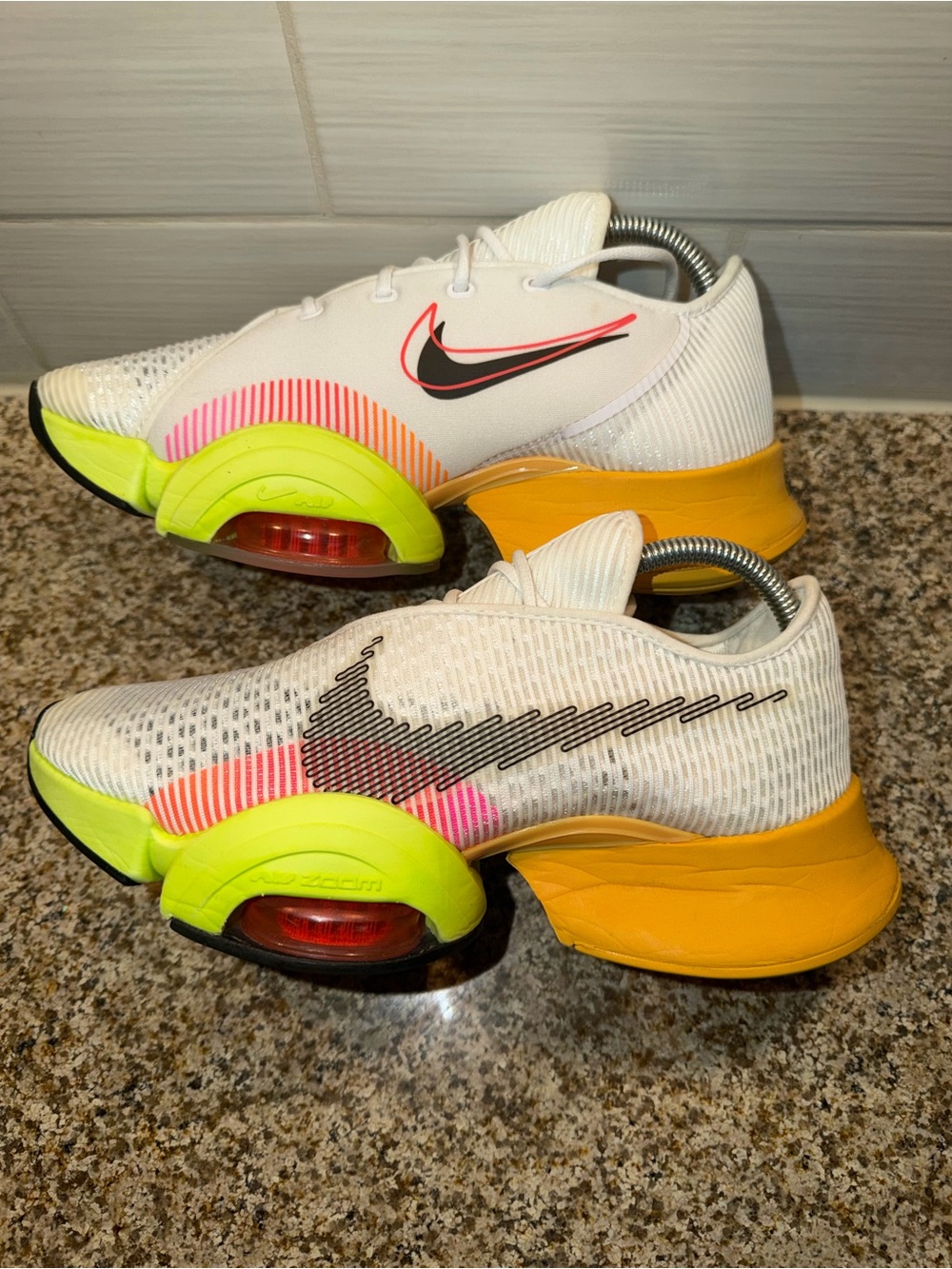 Nike Women’s White Sneakers with Yellow Midsole and Neon Accents